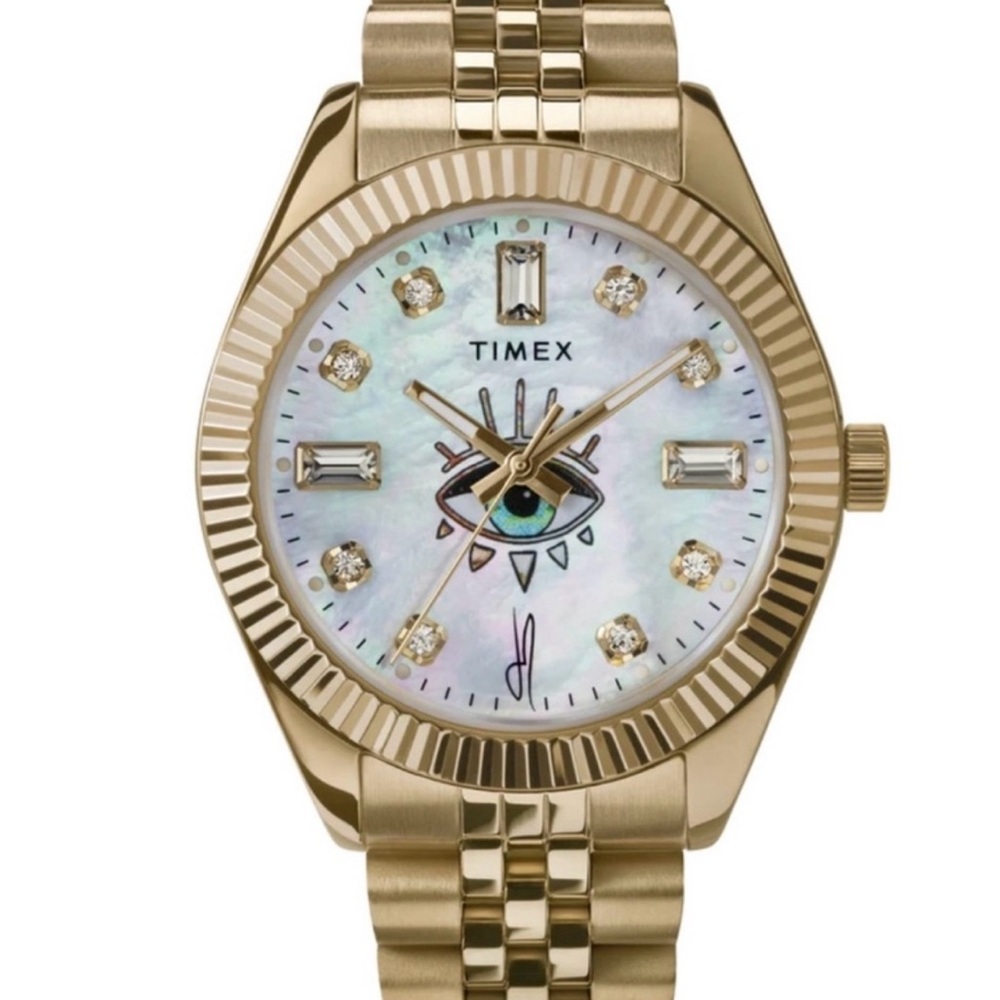 Brand New in Box Timex x Jacquie Aiche 36mm Mother of Pearl Bracelet Watch